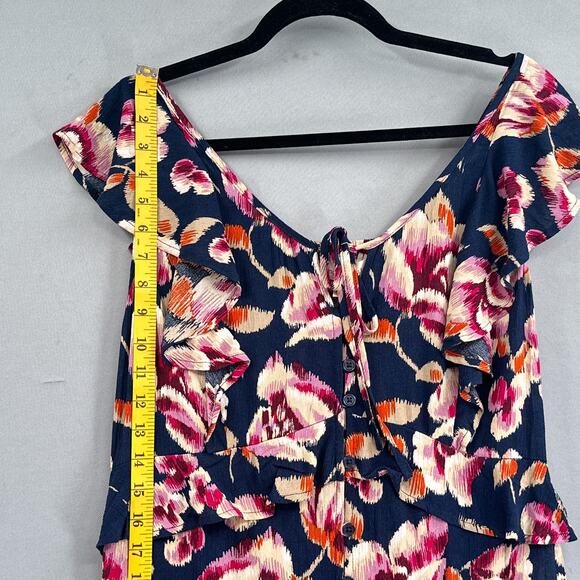 Band Gypsies Dress Women M Dark Floral Maxi Button Down Flowy Boho Prairie New - Picture 16 of 16